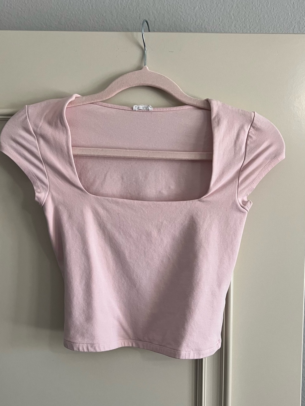 Garage Smooth Open Neck Tee in light pink